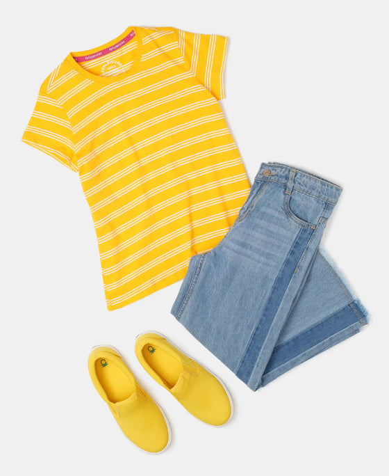 Super Combed Cotton Striped Short Sleeve T-Shirt - Spectra Yellow-4