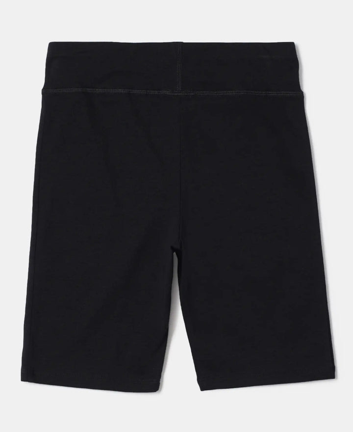 Super Combed Cotton Elastane Solid Cycling Shorts - Black-2
