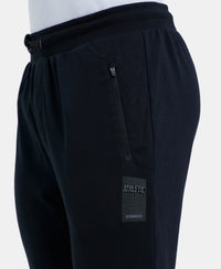 Super Combed Cotton Rich Slim Fit Jogger with Zipper Pockets - Black-7