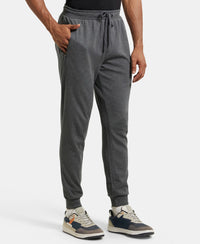 Super Combed Cotton Rich Slim Fit Jogger with Zipper Pockets - Charcoal Melange-2