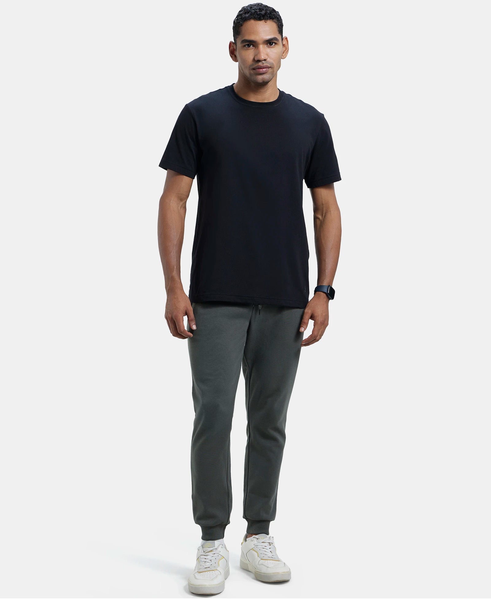Super Combed Cotton Rich Slim Fit Jogger with Zipper Pockets - Deep Olive-4