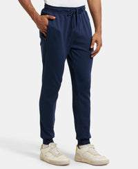 Super Combed Cotton Rich Slim Fit Jogger with Zipper Pockets - Navy-2