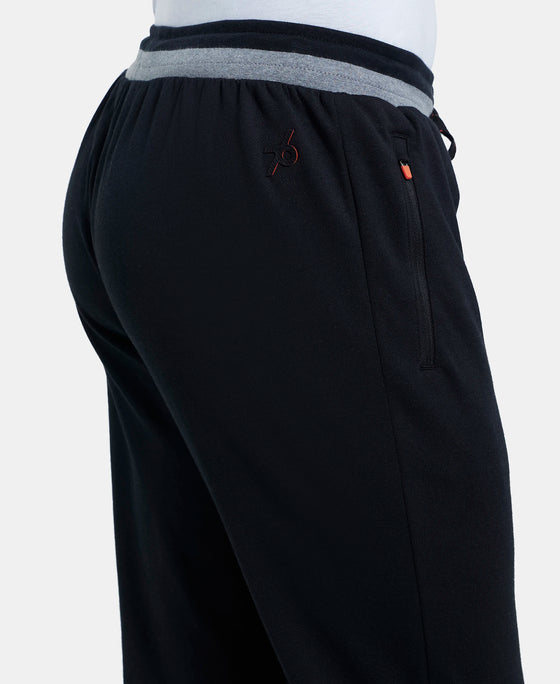 Super Combed Cotton Rich Pique Slim Fit Jogger with Zipper Pockets - Black-7