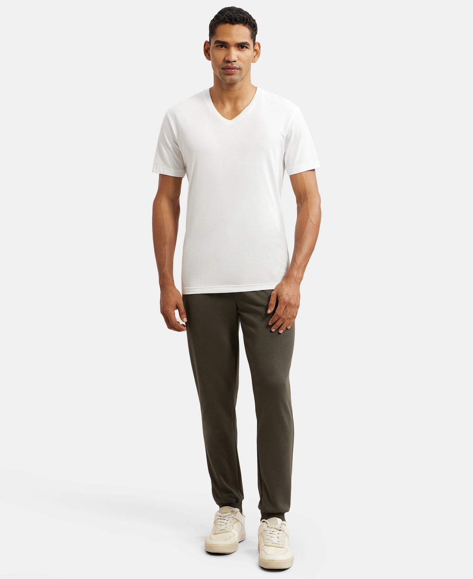 Super Combed Cotton Rich Pique Slim Fit Jogger with Zipper Pockets - Deep Olive-4