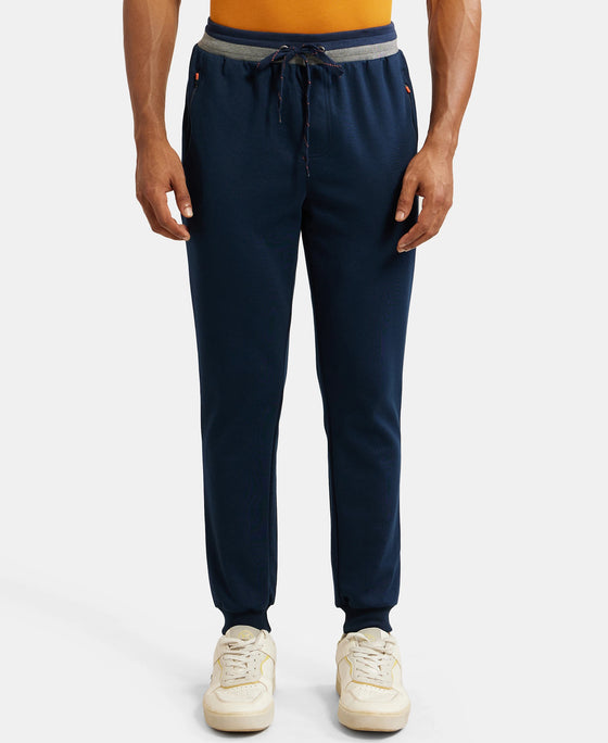 Super Combed Cotton Rich Pique Slim Fit Jogger with Zipper Pockets - Navy-1