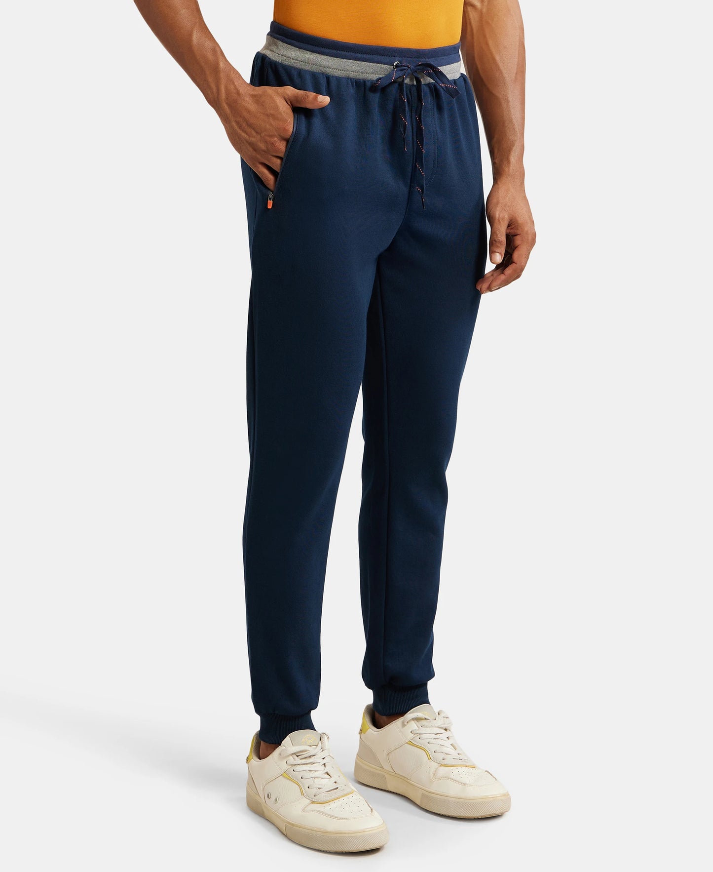 Super Combed Cotton Rich Pique Slim Fit Jogger with Zipper Pockets - Navy-2