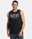 Super Combed Cotton Rich Graphic Printed Muscle Tee - Black Printed-1