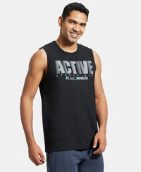 Super Combed Cotton Rich Graphic Printed Muscle Tee - Black Printed-2