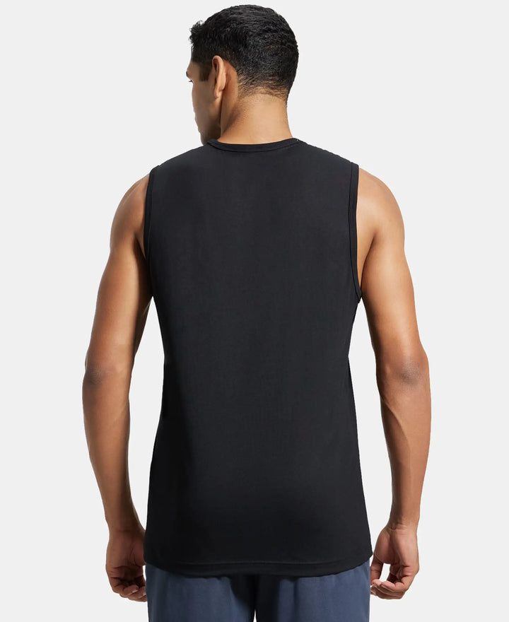 Super Combed Cotton Rich Graphic Printed Muscle Tee - Black Printed-3