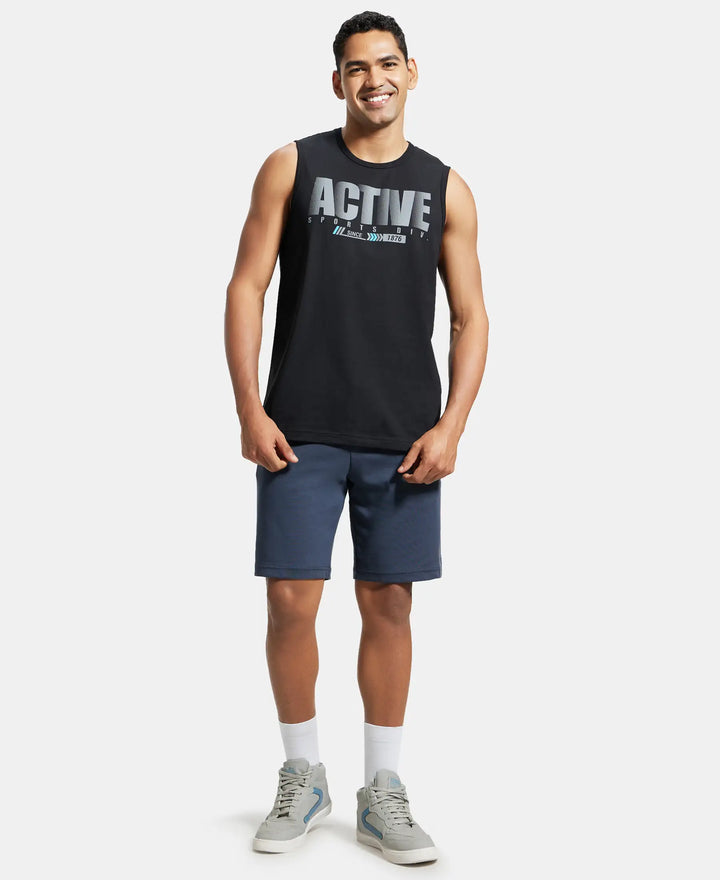 Super Combed Cotton Rich Graphic Printed Muscle Tee - Black Printed-4