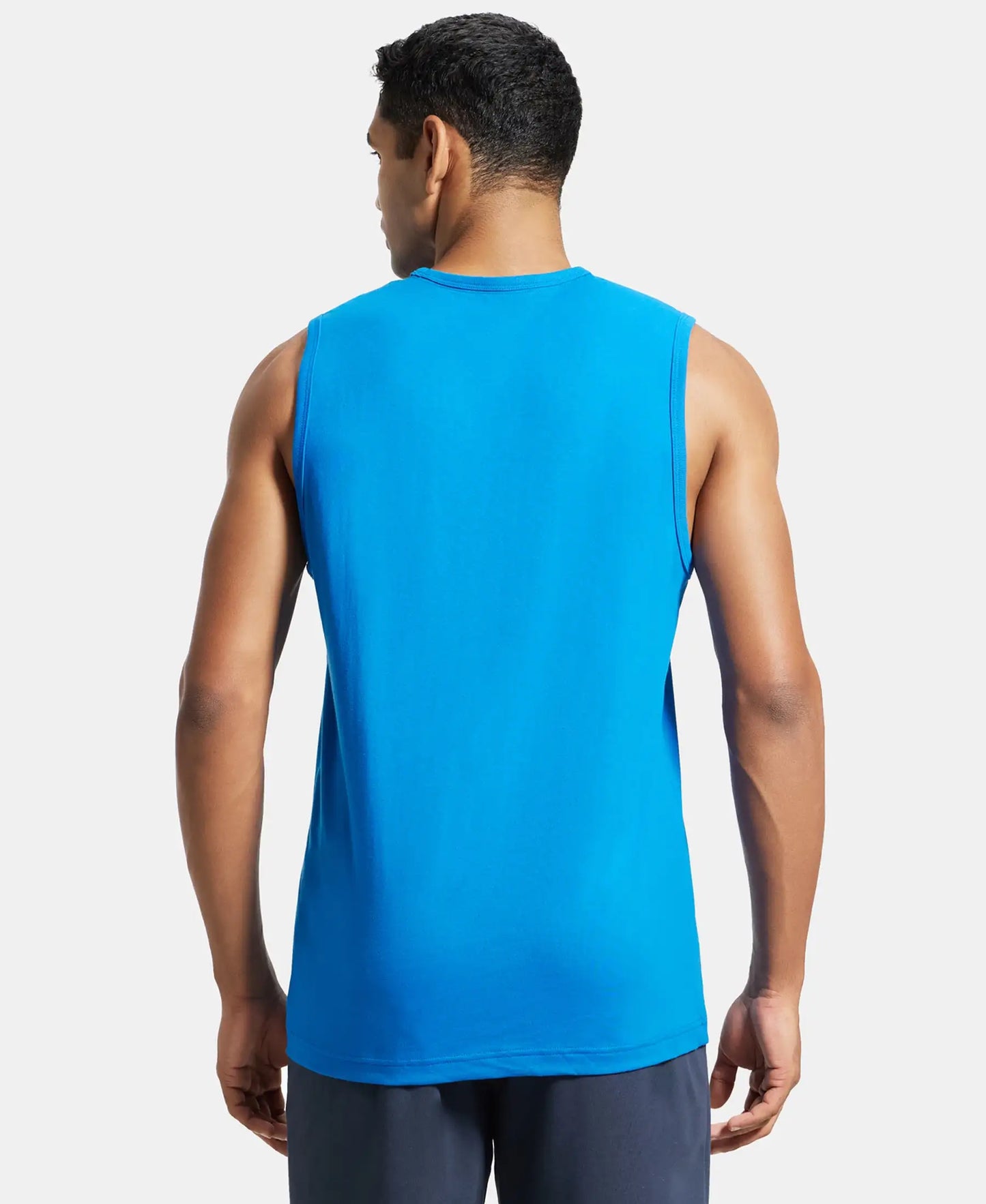 Super Combed Cotton Rich Graphic Printed Muscle Tee - Neon Blue Printed-3