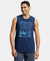 Super Combed Cotton Rich Graphic Printed Muscle Tee - Navy Printed-1