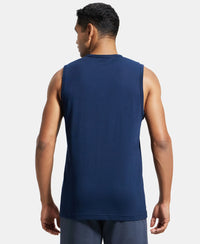 Super Combed Cotton Rich Graphic Printed Muscle Tee - Navy Printed-3