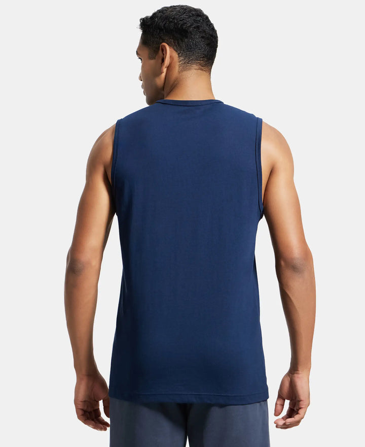 Super Combed Cotton Rich Graphic Printed Muscle Tee - Navy Printed-3