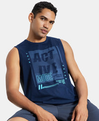 Super Combed Cotton Rich Graphic Printed Muscle Tee - Navy Printed-5