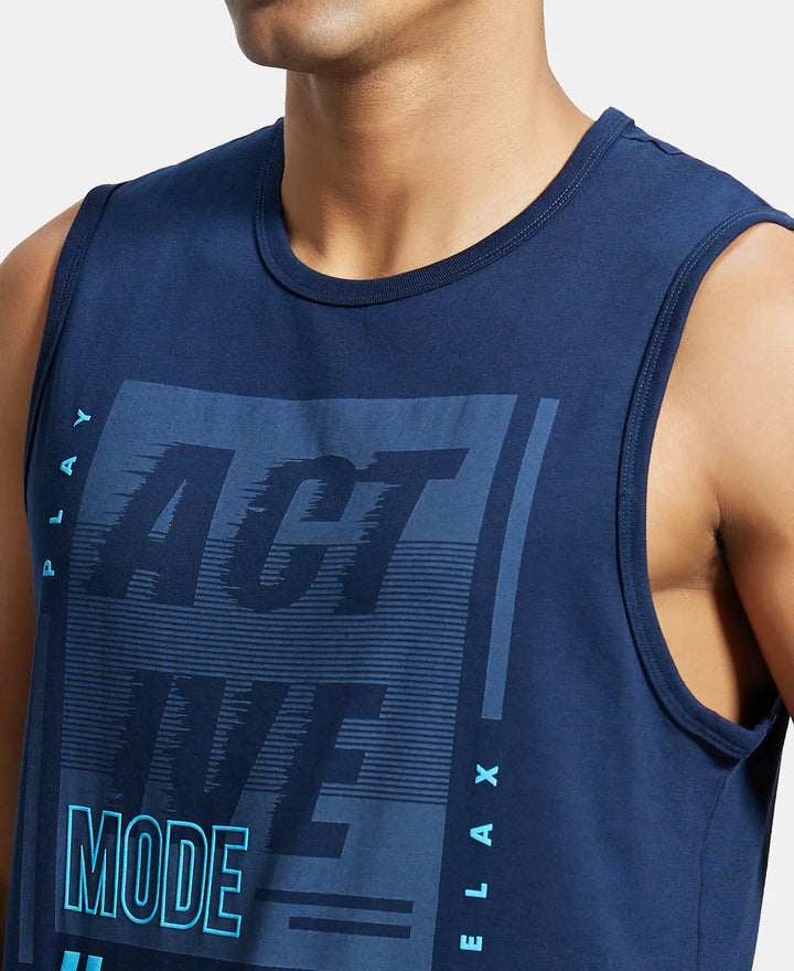 Super Combed Cotton Rich Graphic Printed Muscle Tee - Navy Printed-6