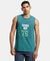 Super Combed Cotton Rich Graphic Printed Muscle Tee - Pacific Green Printed-1