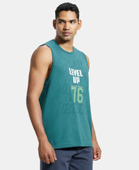 Super Combed Cotton Rich Graphic Printed Muscle Tee - Pacific Green Printed-2