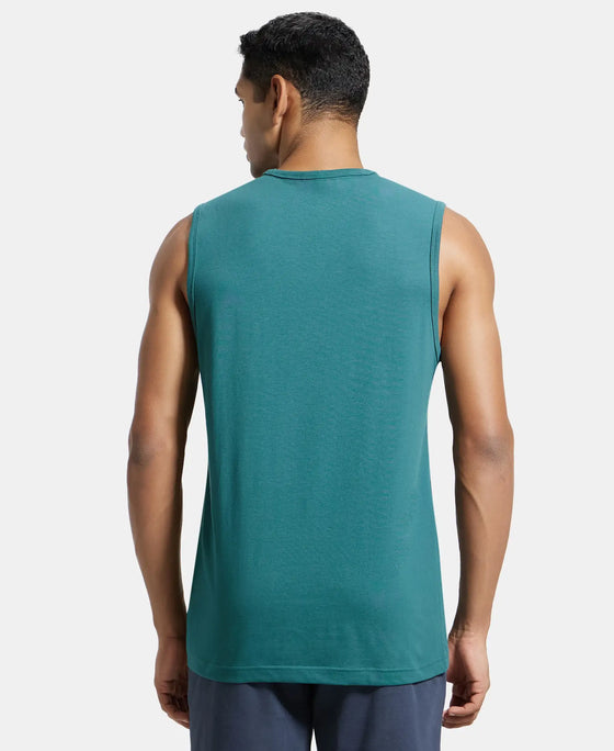 Super Combed Cotton Rich Graphic Printed Muscle Tee - Pacific Green Printed-3