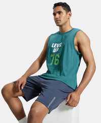 Super Combed Cotton Rich Graphic Printed Muscle Tee - Pacific Green Printed-5