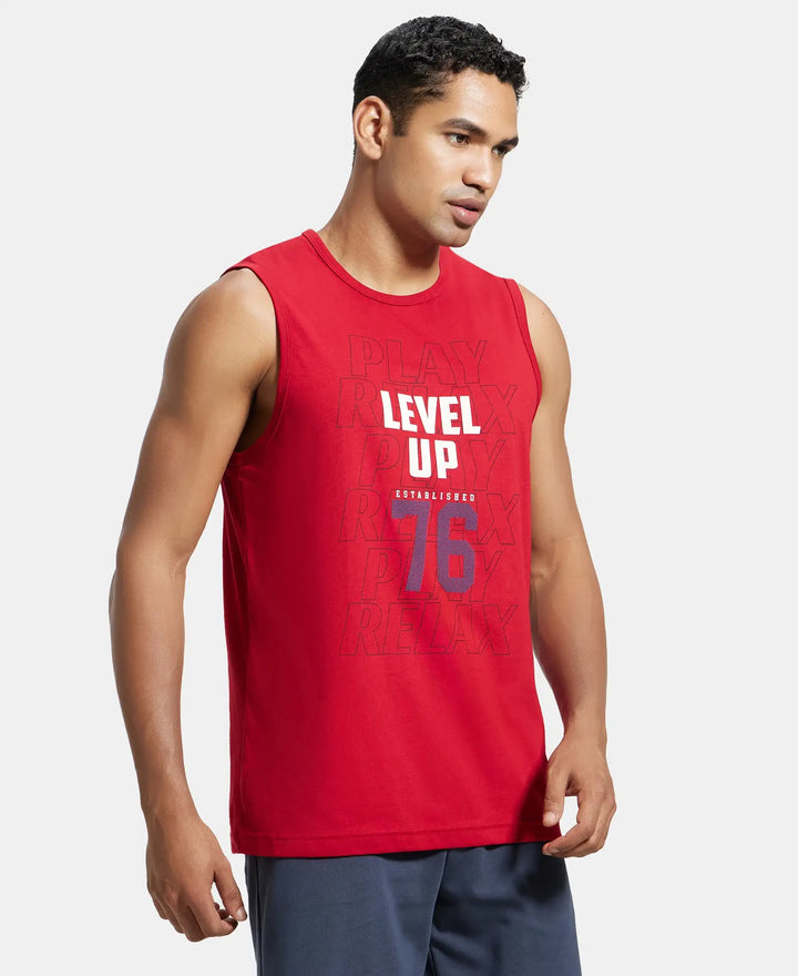 Super Combed Cotton Rich Graphic Printed Muscle Tee - Shanghai Red Printed-2