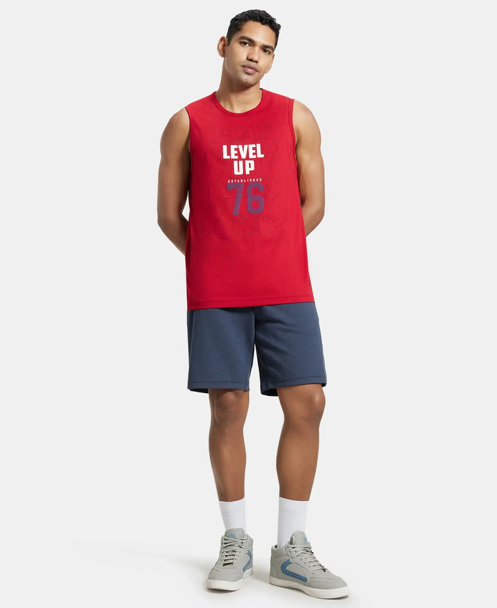 Super Combed Cotton Rich Graphic Printed Muscle Tee - Shanghai Red Printed-4