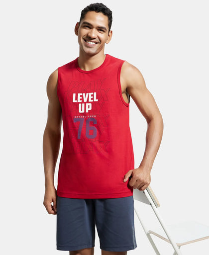 Super Combed Cotton Rich Graphic Printed Muscle Tee - Shanghai Red Printed-5