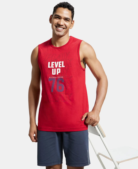 Super Combed Cotton Rich Graphic Printed Muscle Tee - Shanghai Red Printed-5