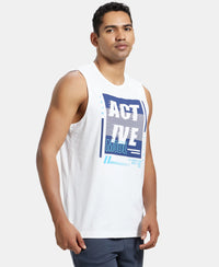 Super Combed Cotton Rich Graphic Printed Muscle Tee - White Printed-2
