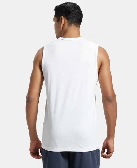 Super Combed Cotton Rich Graphic Printed Muscle Tee - White Printed-3