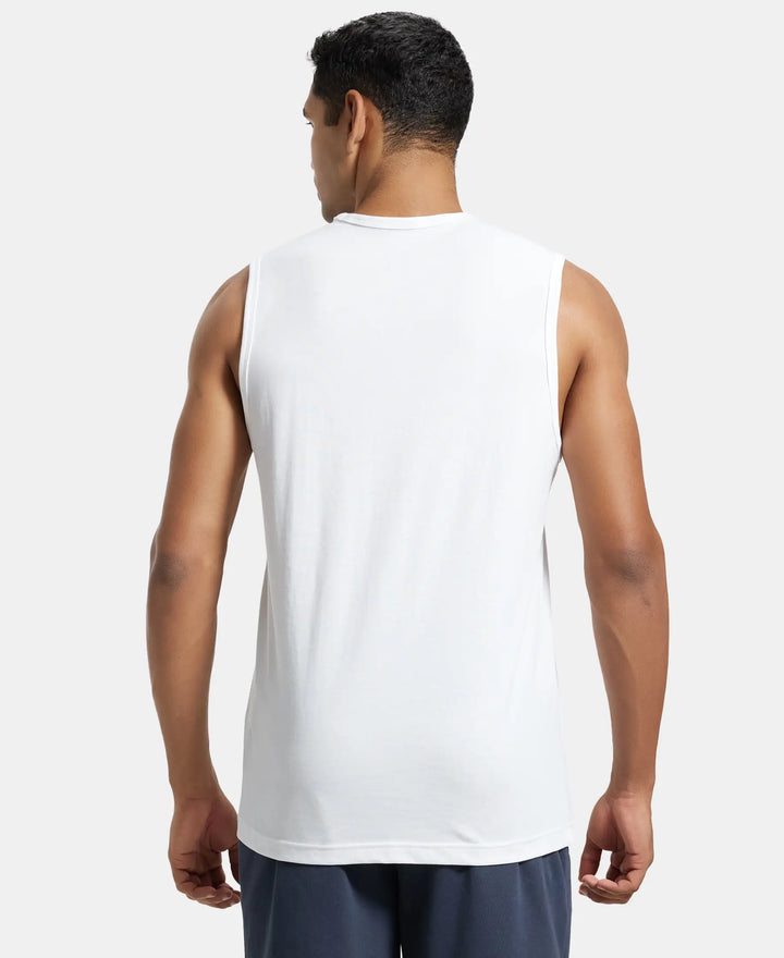 Super Combed Cotton Rich Graphic Printed Muscle Tee - White Printed-3