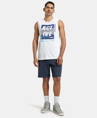 Super Combed Cotton Rich Graphic Printed Muscle Tee - White Printed-4