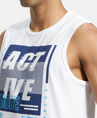 Super Combed Cotton Rich Graphic Printed Muscle Tee - White Printed-6