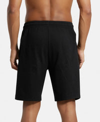 Super Combed Cotton Straight Fit Shorts with Side Pockets - Black-3