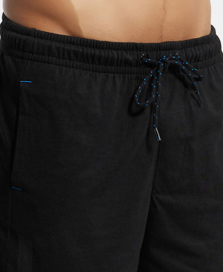 Super Combed Cotton Straight Fit Shorts with Side Pockets - Black-7