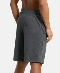 Super Combed Cotton Straight Fit Shorts with Side Pockets - Charcoal Melange-3