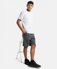Super Combed Cotton Straight Fit Shorts with Side Pockets - Charcoal Melange-6