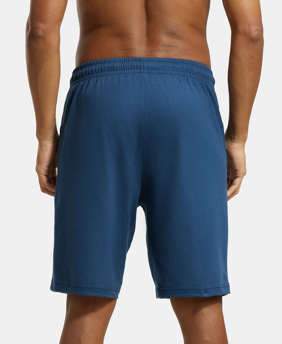 Super Combed Cotton Straight Fit Shorts with Side Pockets - Insignia Blue-3