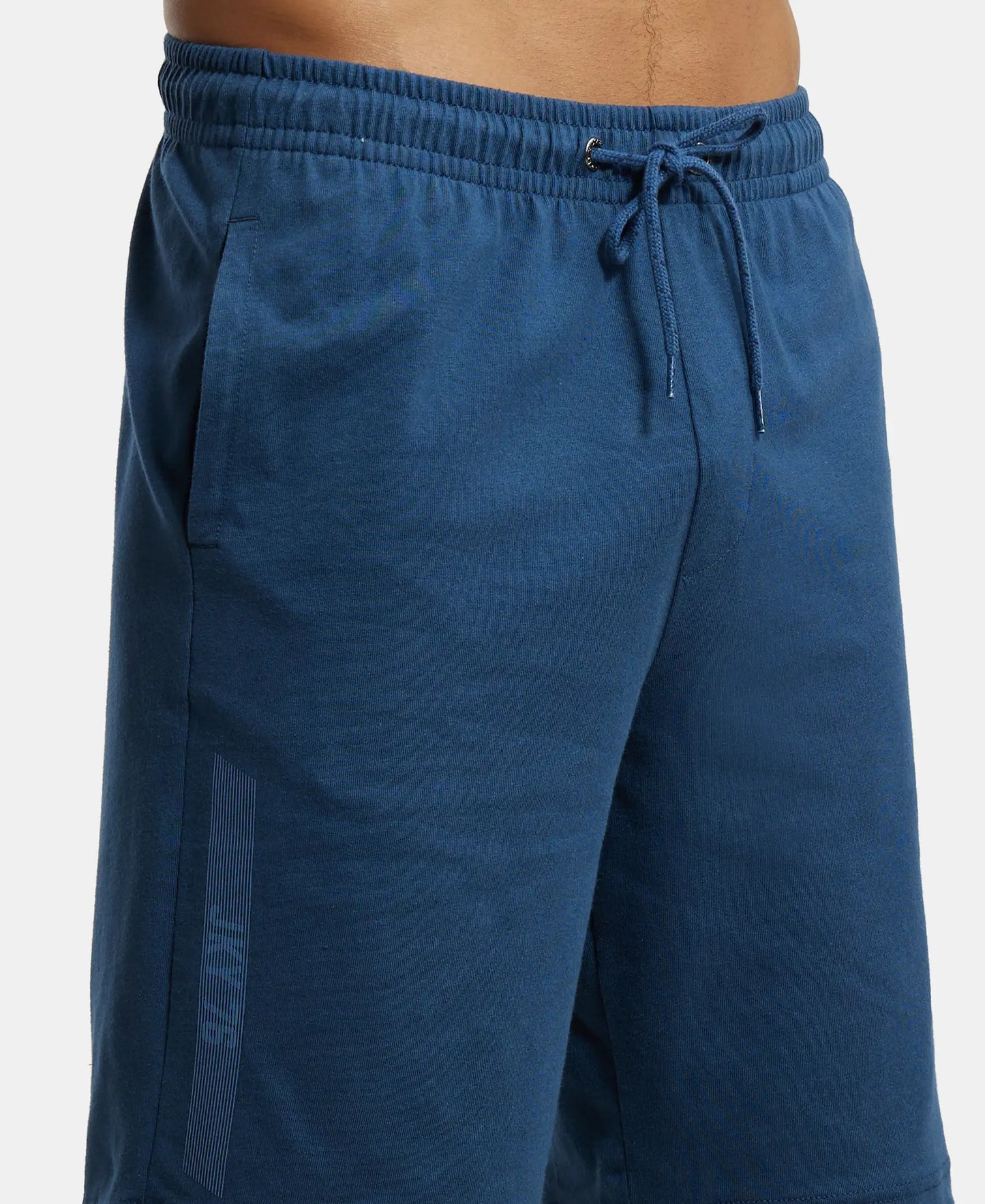 Super Combed Cotton Straight Fit Shorts with Side Pockets - Insignia Blue-6