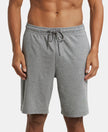Super Combed Cotton Straight Fit Shorts with Side Pockets - Mid Grey Melange-1