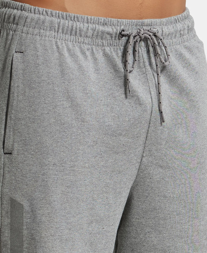 Super Combed Cotton Straight Fit Shorts with Side Pockets - Mid Grey Melange-6