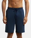 Super Combed Cotton Rich Straight Fit Shorts with Zipper Pockets - Navy-1