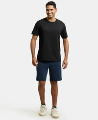 Super Combed Cotton Rich Straight Fit Shorts with Zipper Pockets - Navy-4