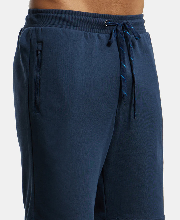 Super Combed Cotton Rich Straight Fit Shorts with Zipper Pockets - Navy-7