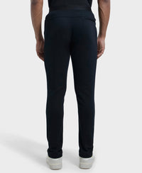 Super Combed Cotton Blend Slim Fit Trackpant with Zipper Media Pocket - Black-3