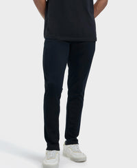 Super Combed Cotton Blend Slim Fit Trackpant with Zipper Media Pocket - Black-5