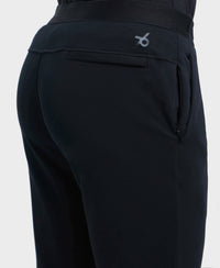 Super Combed Cotton Blend Slim Fit Trackpant with Zipper Media Pocket - Black-7