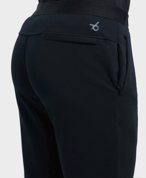 Super Combed Cotton Blend Slim Fit Trackpant with Zipper Media Pocket - Black-7