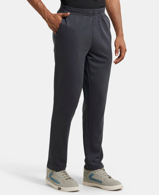 Super Combed Cotton Blend Slim Fit Trackpant with Zipper Media Pocket - Graphite-2