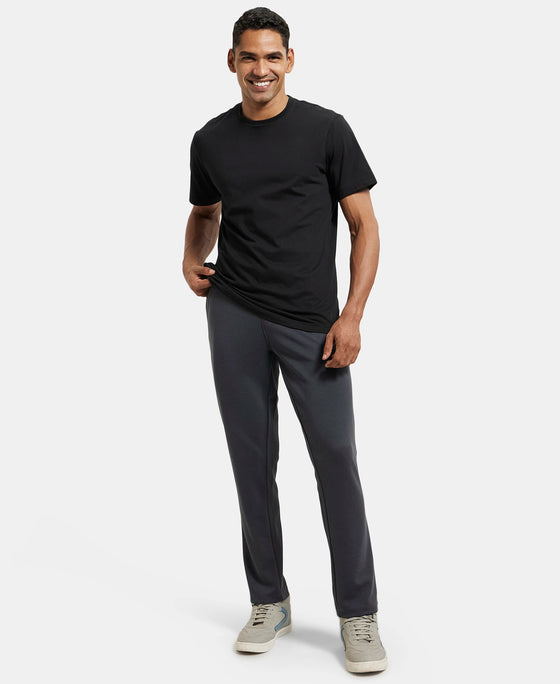 Super Combed Cotton Blend Slim Fit Trackpant with Zipper Media Pocket - Graphite-4